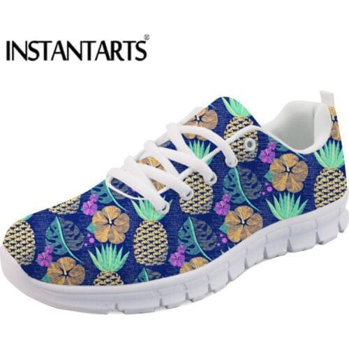 INSTANTARTS Fashion Flats Shoes Woman Brand Designer Cartoon Pineapple Pattern Comfortable Female Flats Sneakers Zapator Mujer