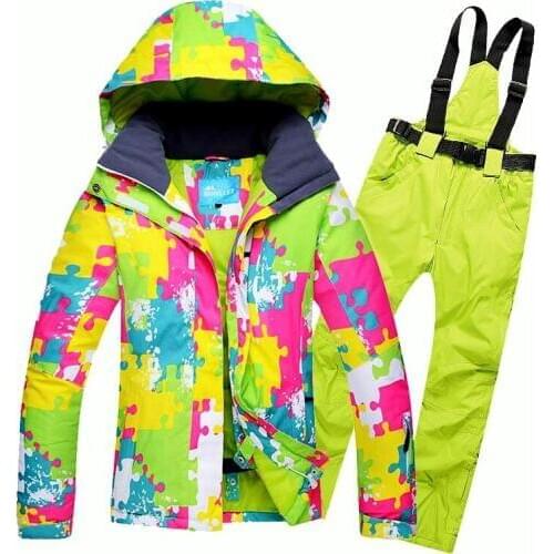 Women Ski Suit Outdoor Winter Warm Windproof Waterproof Sport Snow Clothing Snowboard Skiing Jacket Pants Set Female