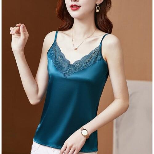 Plus Size Ladies Tops Camisole 2021 Summer with Lace Silk Top Cami for Women Black Strap Top Tank White Basic Tops Women Clothes