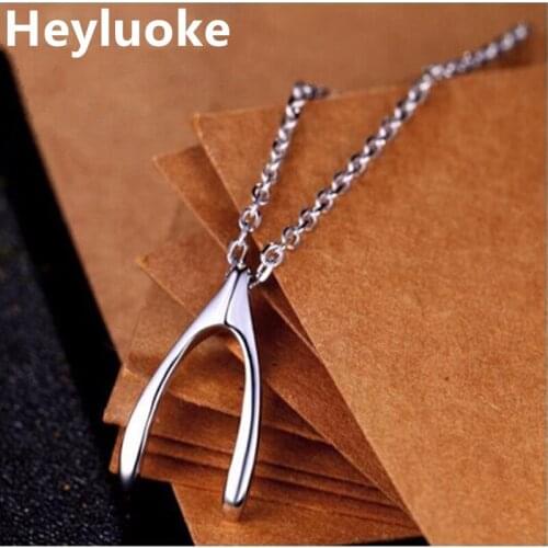 2019 New Real Choker Kolye Collares Fashion Genuine Vow Forked Chain Pendant Necklace For Women Jewelry