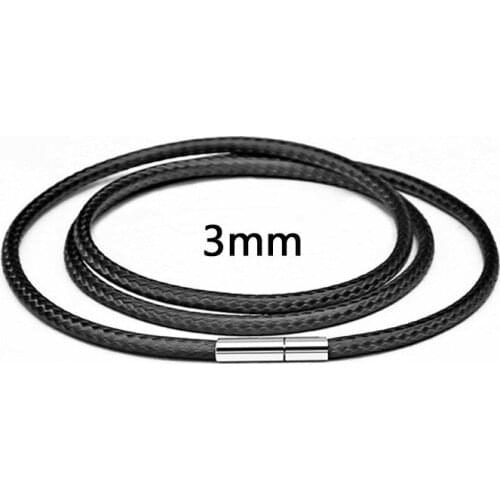 1.5-3mm Necklace Cord Leather Cord Wax Rope Chain With Stainless Steel Gold Color Lobster Clasp For DIY Necklace Jewelry Making