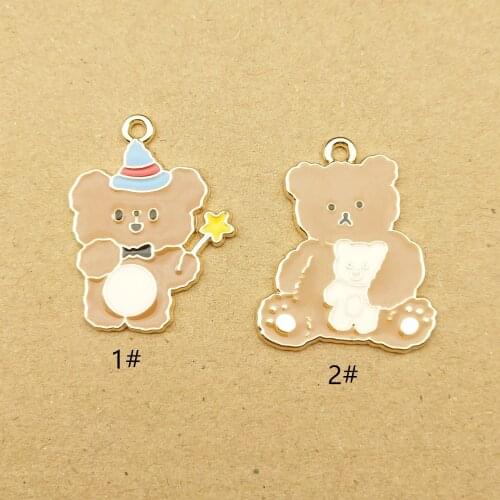 10pcs cartoon bear enamel charm for jewelry making earring pendant bracelet and necklace charms