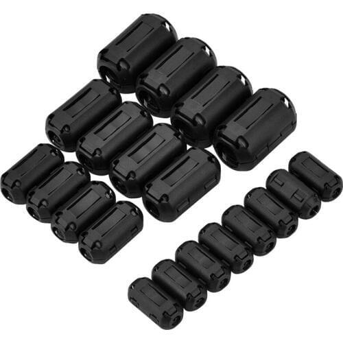 20 Pieces Clip-on Ferrite Ring Core RFI EMI Noise Suppressor Cable Clip for m/ 5mm/ 7mm/ 9mm/ 1m Diameter Cable, Black CNIM