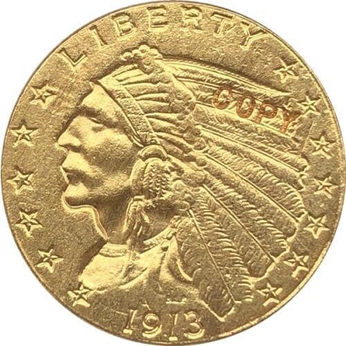 24-K gold plated 1913 $2.5 GOLD Indian Half Eagle Coin Copy