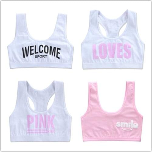 4Pc/lot Teen Girl Sports Bra Kids Top Camisole Underwear Young Puberty Small Training Bra for 8-14years