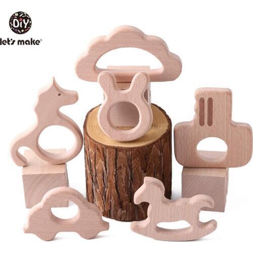 Lets Make 50pcs Wooden Teether Ring Personal Toy Bunny Baby Teether Waldorf Toy Wooden Teether Engraved Eco Charms