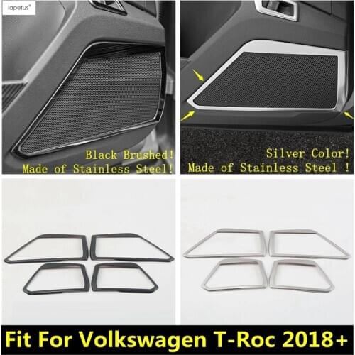 Lapetus Accessories For Volkswagen T-Roc T Roc 2018 - 2021 Inner Door Stereo Speaker Audio Sound Frame Molding Cover Kit Trim