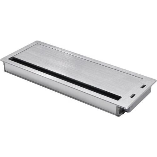 Aluminum Alloy soft closing rectangular office desk grommet wire cable management box wire organizer box for computer table