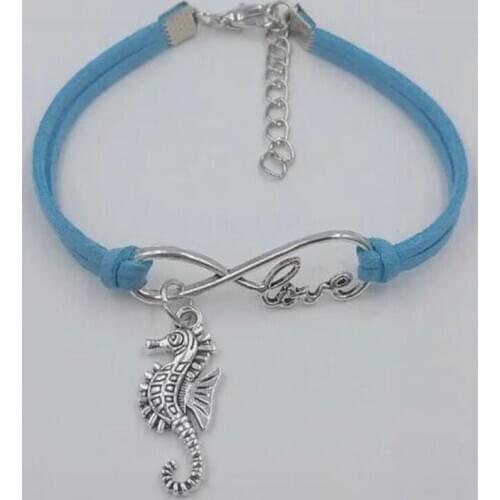Seahorse/sea Velvet Rope Bracelet Hippocampus Charms Pendants Infinity Love Leather Bracelets/Bangles Unisex Jewelry Gift