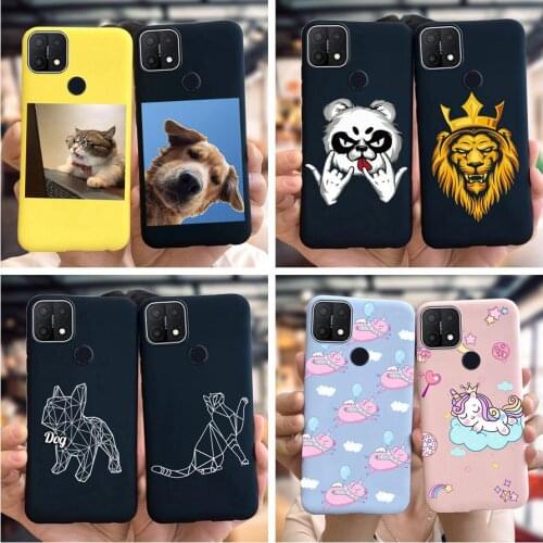 For OPPO A15 Case OPPO A55 5G Silicone TPU Phone Cases For OppoA15 Cover Cute Unicorn Black Matte Bumper For OPPO A15s A 15 Capa