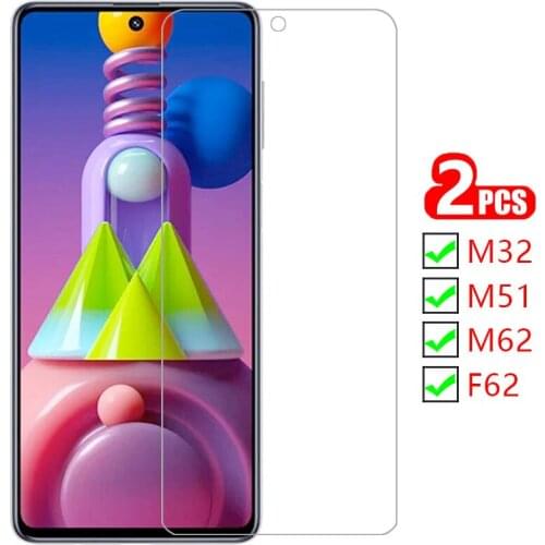 Case for samsung m51 m62 f62 m32 cover screen protector tempered glass on galaxy m 51 f 62 32 51m 62m 62f protective phone coque