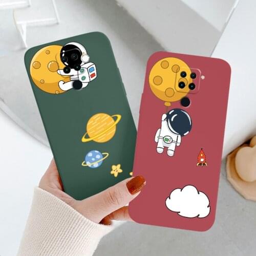 Astronaut Phone Case For Xiaomi Redmi Note 10 10S 9T 9 8 7 Pro MAX Redmi 9 9A K40 K40pro K30 K20 Liquid Silicone Cover