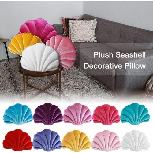 Seashell Decorative Stuffed Pillow Plush Cute Luxury Cushion Velvet Sea Shell Decoration For Home Bed Sofa Kids Adult Gifts Doll