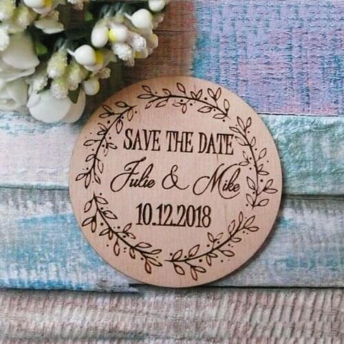 Custom Save The Date Wooden Save The Date Magnets Wreath Wedding Favor Magnets Wooden Magnets Guest Favor