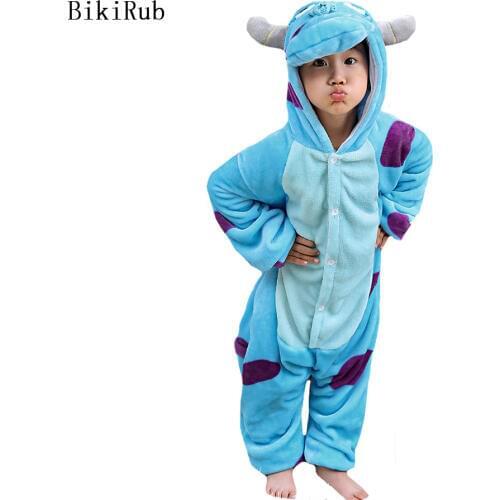 BIKIRUB Children Pajamas Winter Sleepwear Onesies Boys Girls Pajama Set Cute Sulley Cartoon Animal Kids Pyjamas Flannel Pijama