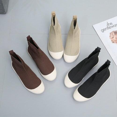 Stretch socks shoes women 2021 new breathable womens shoes knitted high-top shoes casual sports socks boots