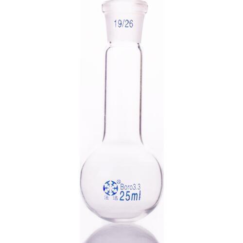 Single standard mouth round-bottomed flask,Long neck,Capacity 25ml and joint 19/26,Single long neck round flask
