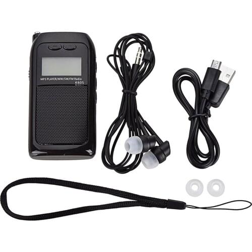 K605 Mini Pocket Radio STEREO FM AM SW MW Digital Tuning Radio Receiver MP3 Music Player Rechargeable Battery Portable Radio