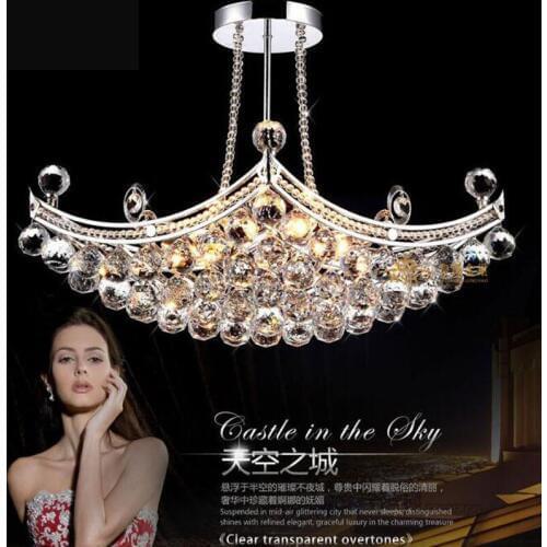 Classic boat crystal chandelier Home led crystal living room chandelier Study bedroom dining room lamp led lighting fixture led