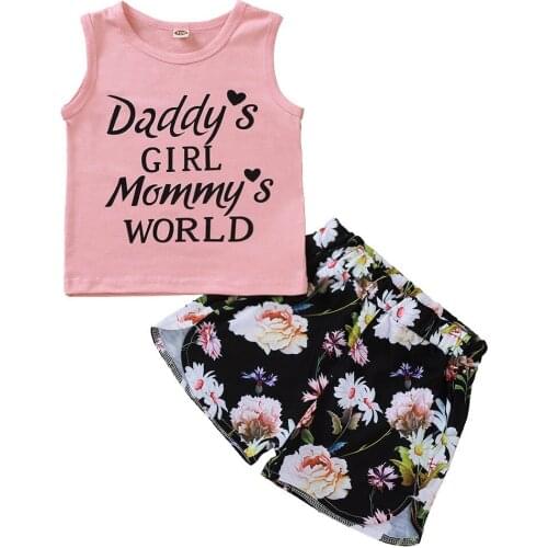 Toddler Baby girl clothes Summer sleeveless casual suits vest tops+flower shorts set children clothing girls baby outfits CM