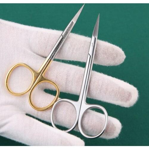 Beauty double eyelid surgical scissors stainless steel tissue scissors gold handle sharp stitches