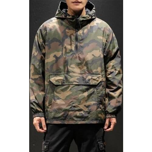 Military Camouflage Jacket Men Korean Style Fashions Sweatshirt Harajuku Clothes Wear On Both Sides Black Hoodies Streetwear
