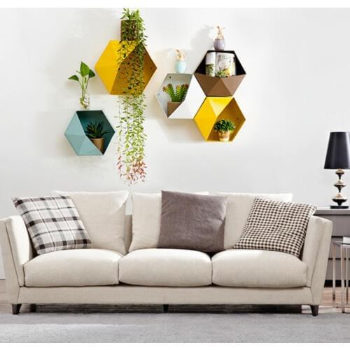 2 Pieces Wall Mounted Iron Hexagon Flower Plant Display Rack Planter Units Home Decor