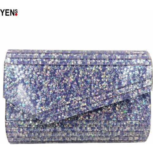 Woman New Wallet Brand Fashion Purple Sequins Acrylic Party Evening Bags Luxury Prom Wedding Handbags Women Casual Clutch Purse
