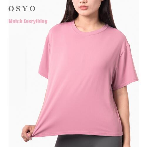 New Loose and breathable Yoga Suit Quick Drying Sports Cotta Fitness Running Short Sleeve Fit and Slim Dance T-Shirt for Woman