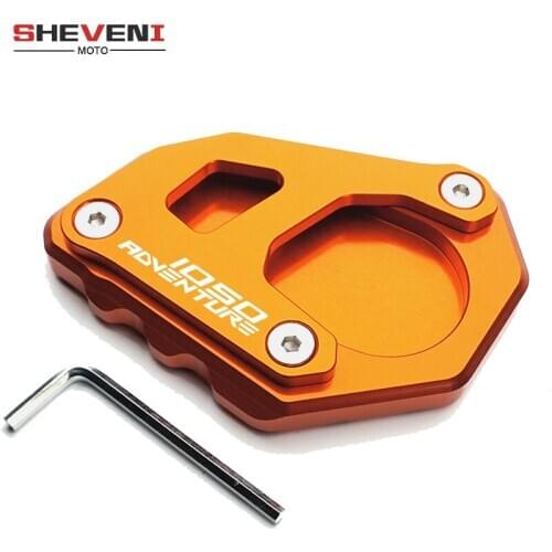 For KTM 1050 Adv Motorcycle Kickstand side stand extension Enlarger CNC Aluminum Orange Foot Support Plate Enlarge pad