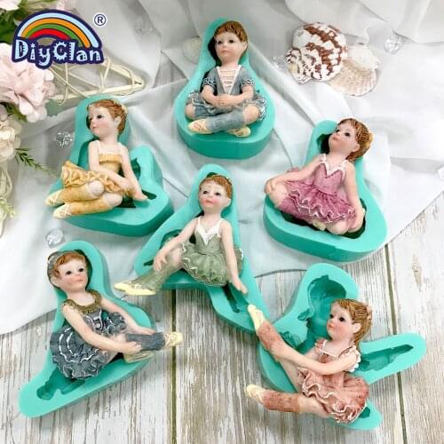 Ballet Dancing Girl Fondant Cake Silicone Mold 6 Styles DIY Chocolate Dessert Sugar Crafts Kitchen Baking Cake Decorating Tools