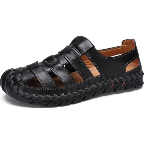 Туфли босоножки Large new summer mens leather sandals breathable casual shoes mens outdoor beach sandals обувь мужская летняя