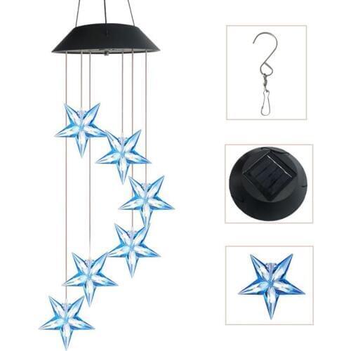 Wind Chime Light Waterproof Star Color Changing LED Hanging Light Garden Light