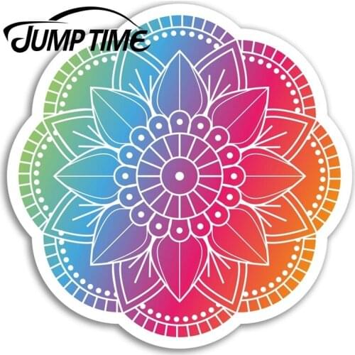 Jump Time for Pretty Flower Mandala Vinyl Stickers Sticker Laptop Luggage Decal Rear Windshield Waterproof Car Accessories