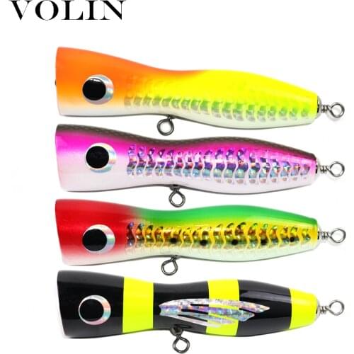 VOLIN 1pc 145mm 70g Hard Fishing Bait Wooden Lure Saltwater Fishing Bait Woodend Lure Deep Sea Popper Lure Artificial Bait