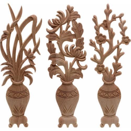 VZLX Simple Vintage Wood Carved Decal Corner Onlay Applique Frame Furniture Wall Unpainted For Home Cabinet Door Decor Craft