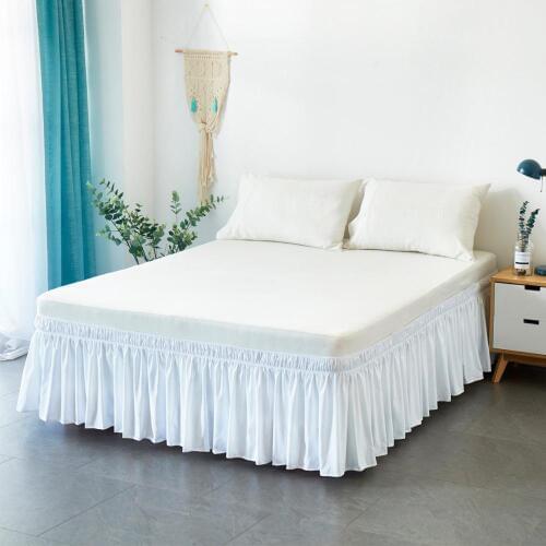 Hotel Bed Skirt Wrap Around Elastic Bed Shirts Without Bed Surface Twin /Full/ Queen/ King Size 38cm Height for Home Decor White