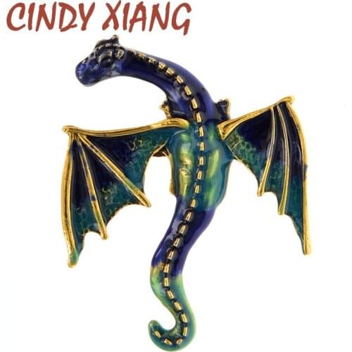 CINDY XIANG New Fashion Enamel Animal Brooches Unisex Women And Men Pins Large Animal Dragon Brooch 2 Colors For Choose Gift