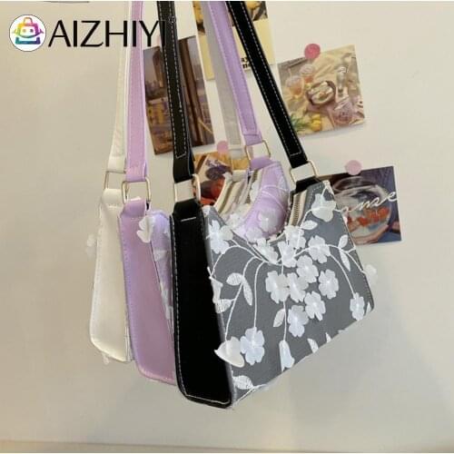 Fashion Women PU Leather Lace Flower Patchwork Shoulder Underarm Bag Casual Ladies Small Handbags Purse