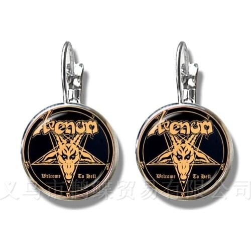 Inverted Pentagram Earrings Goat Head Glass Dome Jewelry Baphomet Jewelry Satanism Silver Plated Stud Ear For Women Best Gift