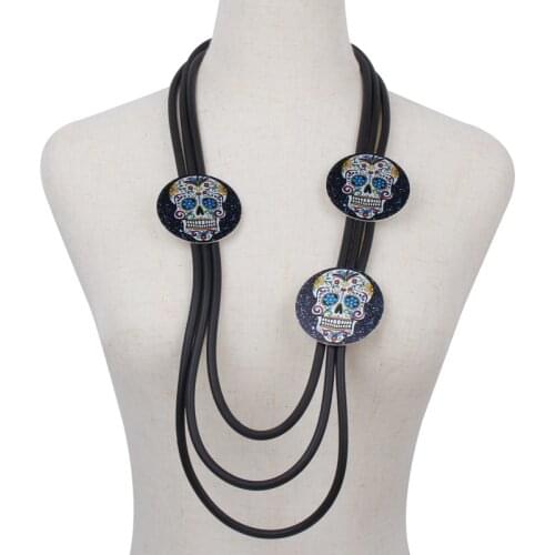 YD&YDBZ Big Round Skull Pendant Necklaces For Women Punk Style Silicone Rubber Charms Necklace Strange Jewelry Accessories Gift