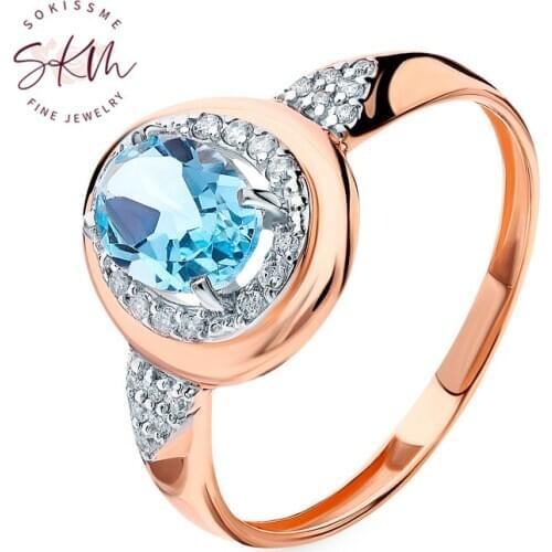 SKM Vintage 14K rose gold topaz rings for women delicate rings Engagement rings designer Promise Luxury Fine Jewelry