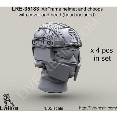 Live Resin LRE-35183 1/35 Airframe helmet with cover and choops with head