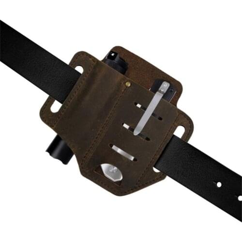 1PC Hand Made Pure Leather Sheath For Tools & Folding Knife & Pen Torch Light Safety & Survival Outdoor tools Camping & Hiking