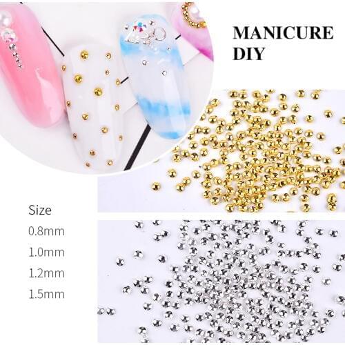 1 pack 3D Metal Charm Nail Art Decorations Gold Silver Color Caviar Beads Semicircle Design DIY Manicure Accessories Tools