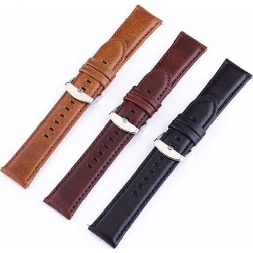 18mm 20mm 22mm 24mm Retro Genuine Leather Band For Samsung Galaxy Watch 42mm 46mm Strap Gear S2 S3 Wristband For Amazfit Bands