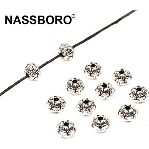 5x8MM Flower Shape Tibetan Silver Metal Beads Loose Spacers DIY Beaded Bracelet Jewelry Accessories Making Needlework Wholesale