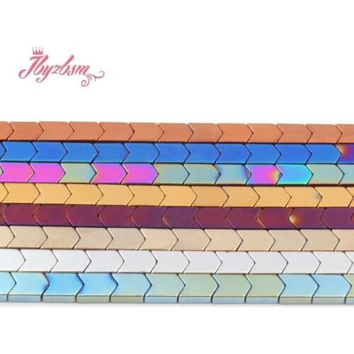 6x8mm Smooth V Shape Hematite Beads Natural Stone Beads For DIY Necklace Bracelet Earrings Jewelry Making 15" Free Shipping