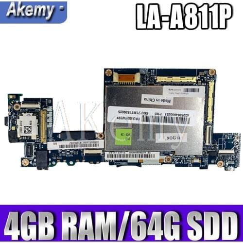 Akemy ZIJI2 LA-A811P For Lenovo ThinkPad 10 ThinkPad10 notebook motherboard FRU 00HW378 W8P Z3795 4GB 64G/SSD 100% Test OK