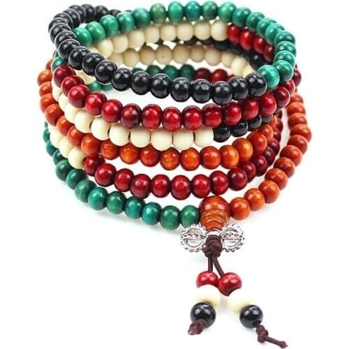 Sandalwood Buddhist Buddha Meditation 216 Prayer Bead Mala Bracelet Necklace
